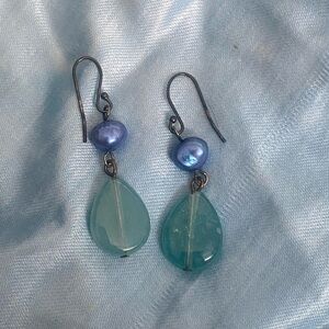 Dangly blue earrings